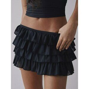 Urban Outfitters Black Ruffled Micro Mini Skirt Skort NWT